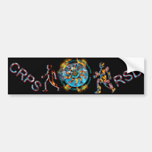 UK CRPS/RSD Hand & Leg Starburst Flaming Globe 2f Bumper Sticker
