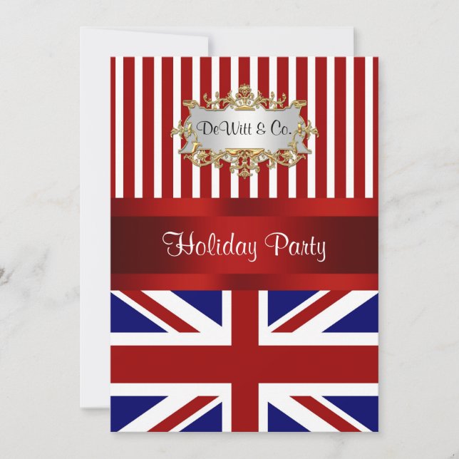 UK England Flag Party Invitation Red White Blue V2 (Front)