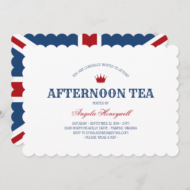UK Flag Afternoon Tea Party Invitation (Front/Back)