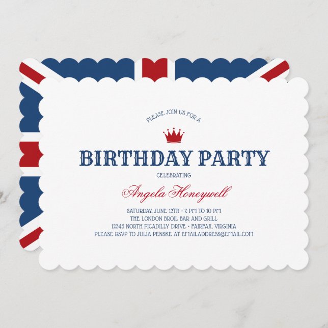 UK Flag Birthday Party Invitation (Front/Back)