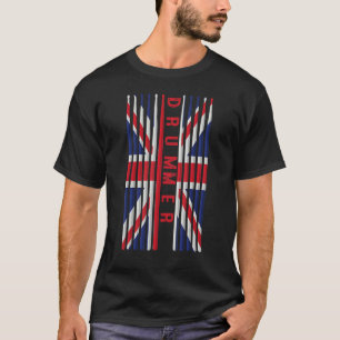 UK Flag Drum Sticks Cool Patriotic British Drummer T-Shirt