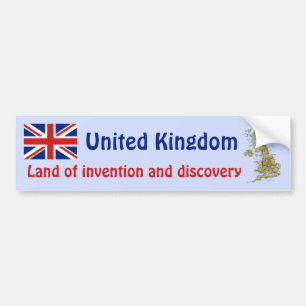 UK Flag + Map Bumper Sticker