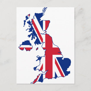 UK Flag Map Postcard