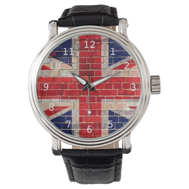 UK flag on a brick wall watch (Front)