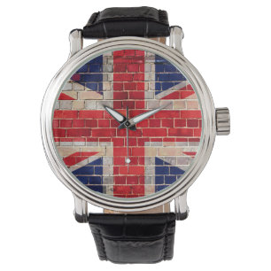 UK flag on a brick wall watch
