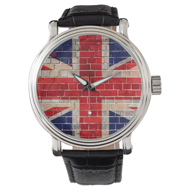UK flag on a brick wall watch (Front)