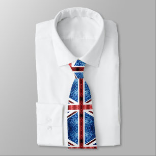 UK flag red and blue sparkles glitters Tie