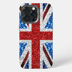 UK flag red blue white sparkles glitters iPhone 13 Pro Case