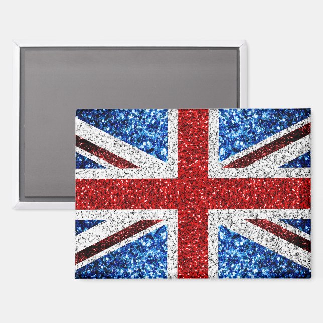 UK flag red blue white sparkles glitters Magnet (Front/Back)
