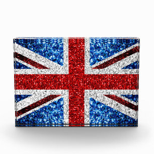 UK flag red blue white sparkles glitters Photo Block
