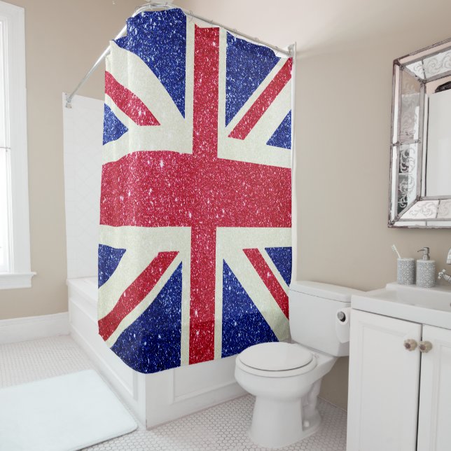 UK Flag Shower Curtain - Custom British Design (In Situ)
