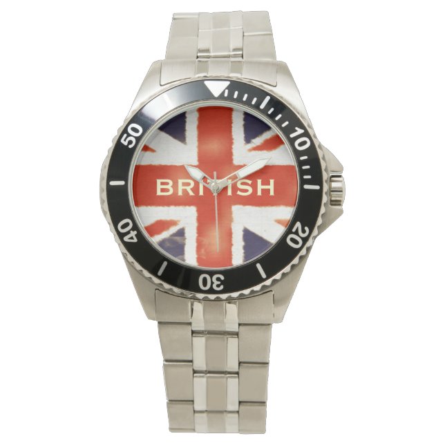 UK Flag Union Jack Custom Stainless Steel Watch (Front)