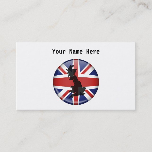 UK Globe, Your Name Here Business Card (Front)