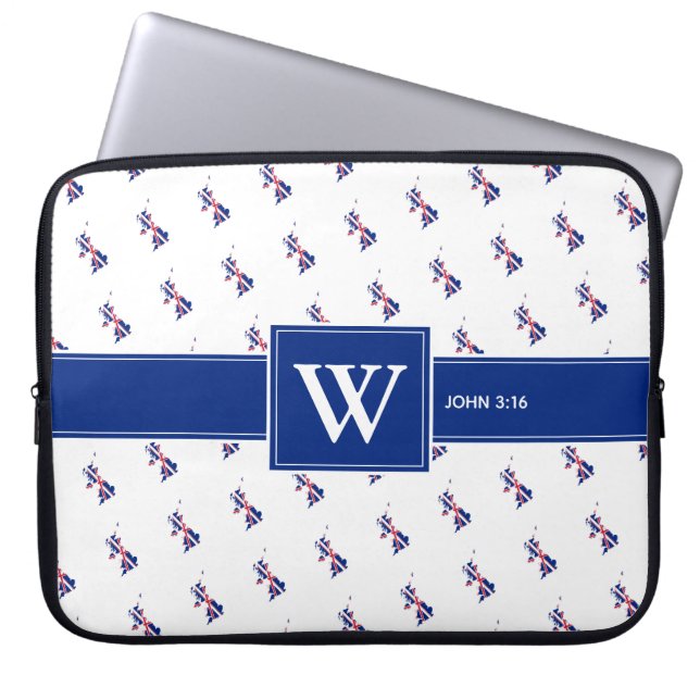 UK GREAT BRITAIN Christian Bible Monogram laptop Sleeve (Front)