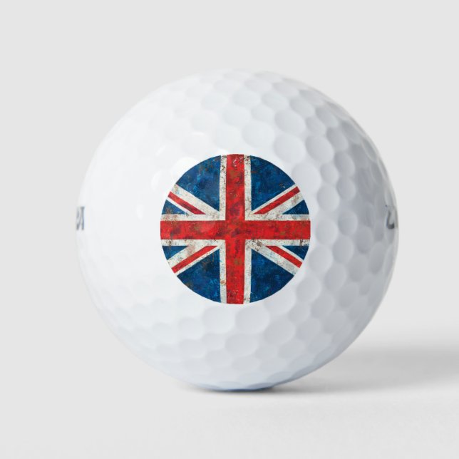 UK Great Britain Union Jack Distressed Flag Golf Balls (Front)