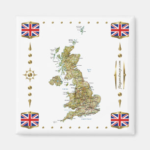 UK Map + Flags Magnet