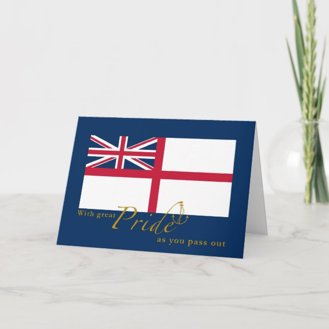 UK Navy Passing Out British White Ensign & Anchor Card (Front)