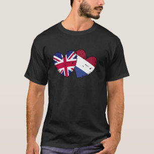 UK Netherlands Hearts Flag British Dutch Friendshi T-Shirt