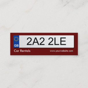 UK Number Plate - Dark Maroon Mini Business Card
