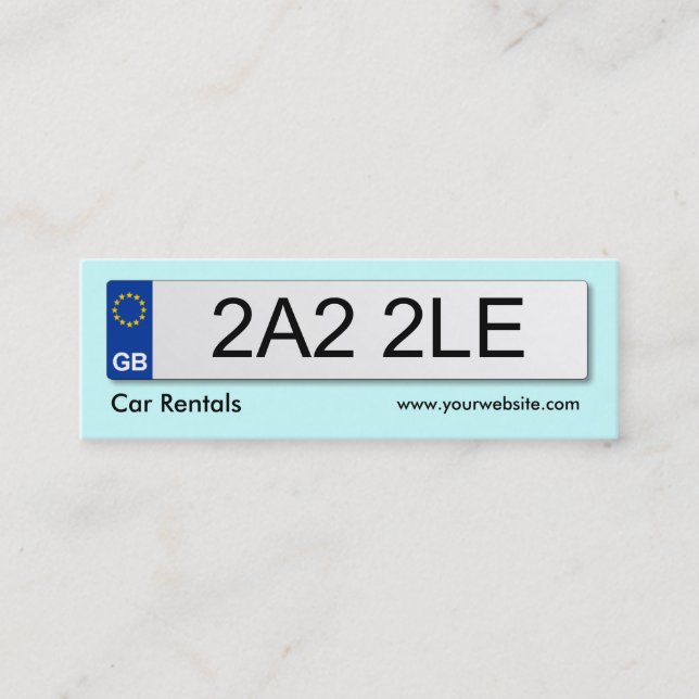 UK Number Plate - Pale Blue Mini Business Card (Front)