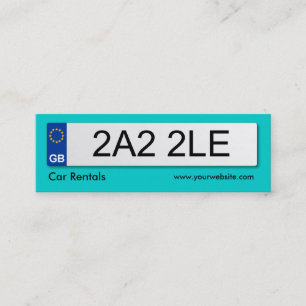 UK Number Plate - Turquoise Mini Business Card