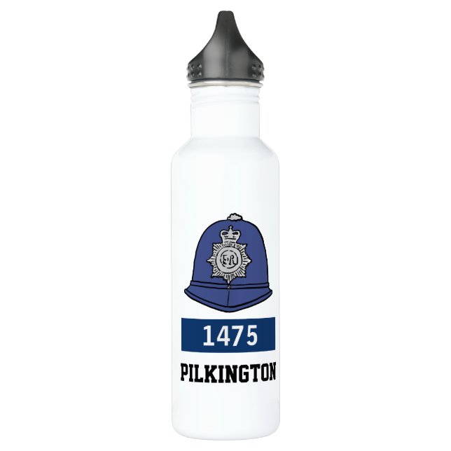 UK Police Constable Helmet - Add Number & Name 710 Ml Water Bottle (Left)