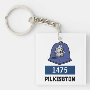 UK Police Constable Helmet - Add Number & Name Key Ring