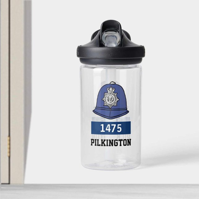 UK Police Constable Helmet - Add Number & Name Water Bottle (Creator Uploaded)