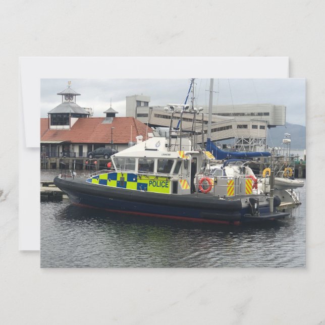 UK Police Patrol Boat, Rothesay, Isle of Bute Holiday Card (Front)