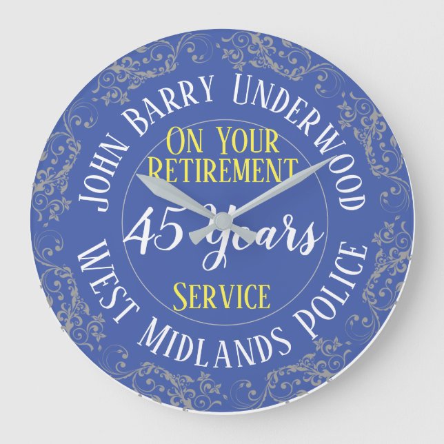 UK Police Retirement Award Presentation Large Clock (Front)