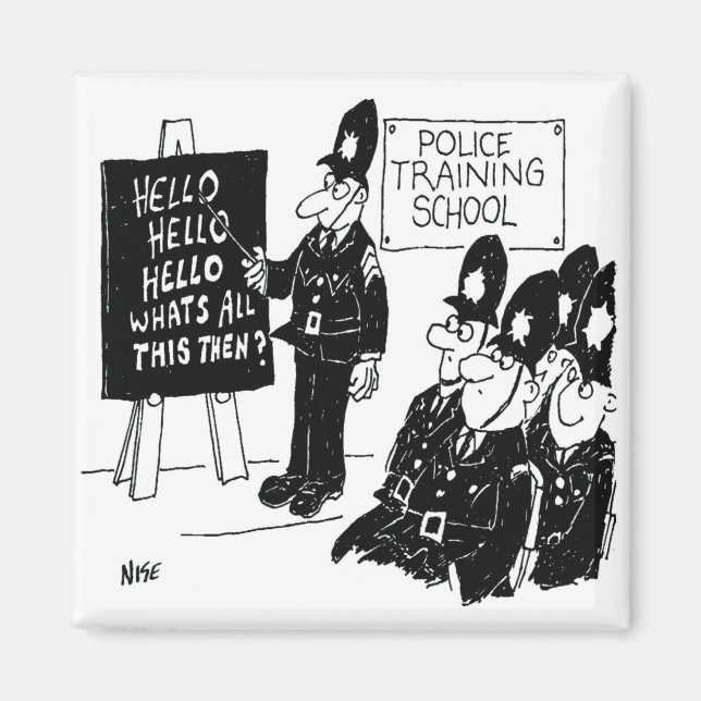 UK Police Training School Funny Cartoon Magnet (Front)