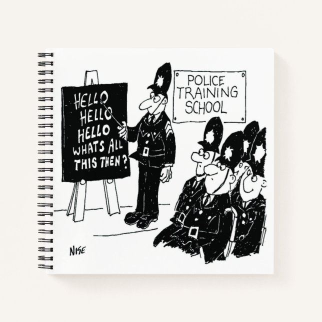 UK Police Training School Funny Cartoon Notebook (Front)