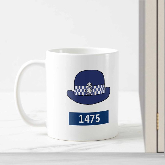 UK Police Woman with WPC Hat - Add Badge Number Coffee Mug (Creator Uploaded)