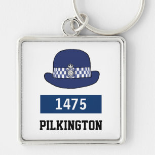 UK Police WPC Hat - Add Number & Name Key Ring