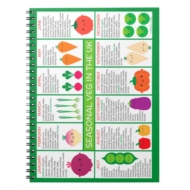 UK Seasonal Vegetables Chart Notebook (Front)