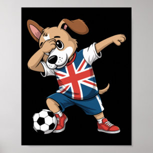 Uk Soccer Dabbing Dog Union Jack Poster