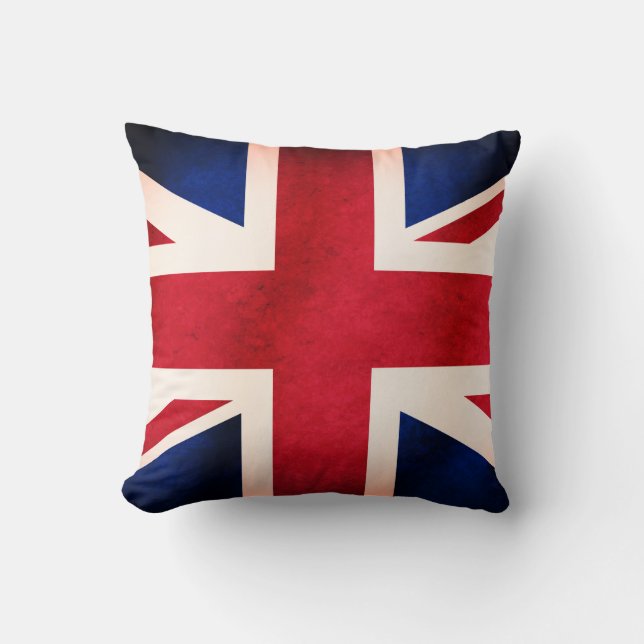 UK Union Jack British Distressed Grunge Flag Cushion (Front)