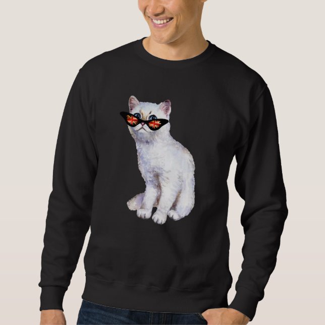 Uk Union Jack British Flag England Silver Cat Sung Sweatshirt (Front)