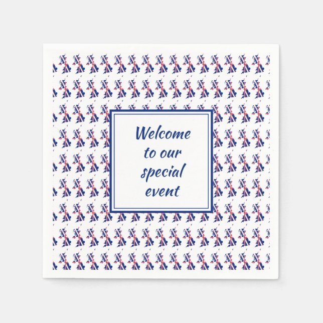 UK UNION JACK Custom Add Your Text Patriotic Paper Napkin (Front)
