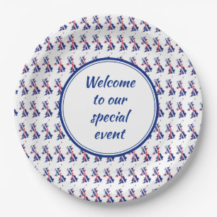 UK UNION JACK Custom Add Your Text Patriotic Paper Plate