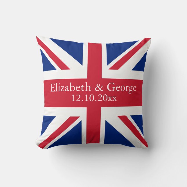 UK Union Jack Flag British Personalised Wedding Cushion (Front)