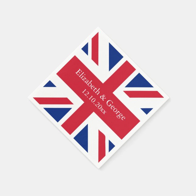 UK Union Jack Flag British Wedding Napkin (Corner)
