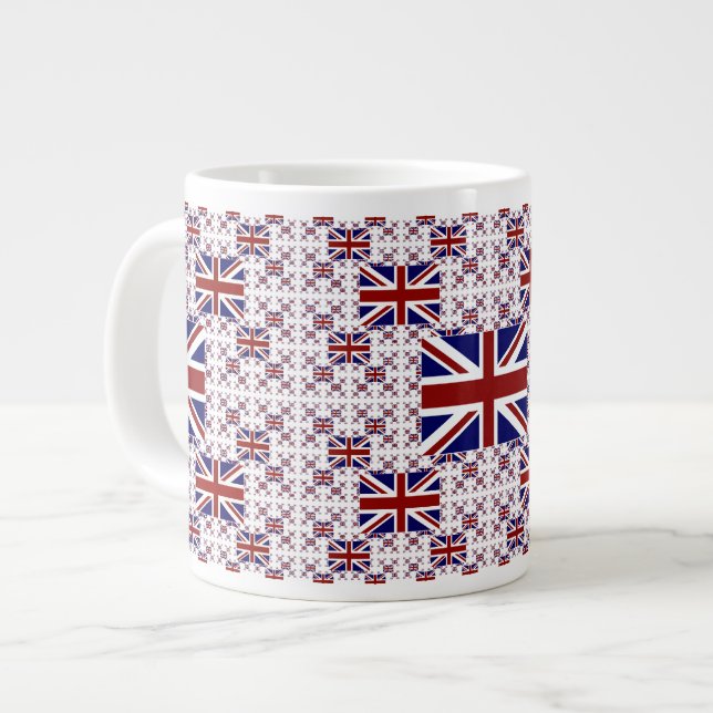 UK Union Jack Flag in Layers Large Coffee Mug (Front Left)