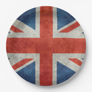 UK Union Jack Flag in retro style vintage textures Paper Plate