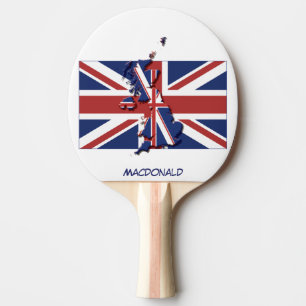 UK UNION JACK FLAG & MAP Personalised Ping Pong Paddle