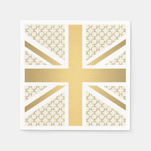 UK Union Jack Flag with Gold Equestrian Pattern Napkin