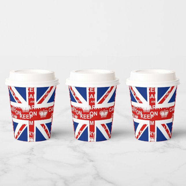 UK Union Jack Keep Calm Paper Cups (Multi)