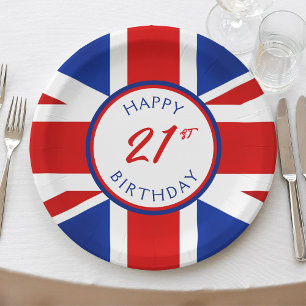 UK United Kingdom British Happy Birthday Paper Plate