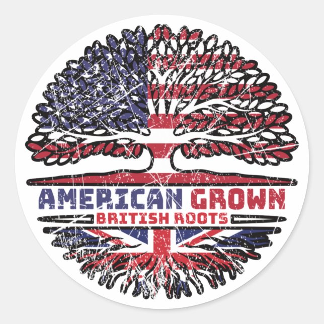 Uk United Kingdom British US American USA United Classic Round Sticker (Front)