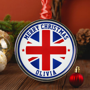 UK United Kingdom Flag London British Britain Metal Tree Decoration
